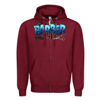 Burgundy barber life Zipper Hoodie - NancyCooperArtShop
