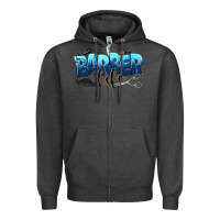 Charcoal Heather barber life Zipper Hoodie - NancyCooperArtShop