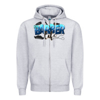 Heather Grey barber life Zipper Hoodie - NancyCooperArtShop