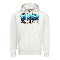 Oatmeal Heather barber life Zipper Hoodie - NancyCooperArtShop
