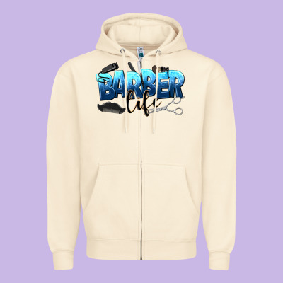 Barber Life Zipper Hoodie Designed By Nancycooperartshop