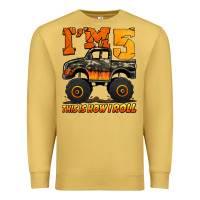 Antique Gold i'm five this is how i roll monster truck birthday Premium Sweatshirt - Jasminsmagicworld