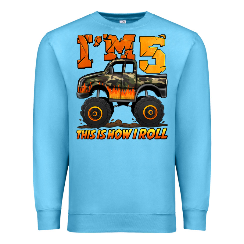I'm Five This Is How I Roll Monster Truck Birthday Premium Sweatshirt by Jasminsmagicworld | Teevron