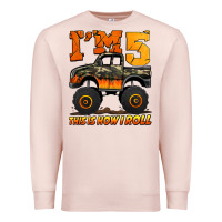 Pale Pink i'm five this is how i roll monster truck birthday Premium Sweatshirt - Jasminsmagicworld