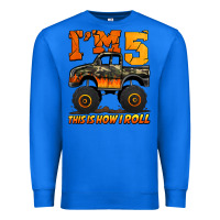 True Royal i'm five this is how i roll monster truck birthday Premium Sweatshirt - Jasminsmagicworld