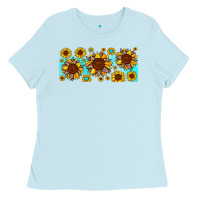 Baby Blue leopard sunflower gemstone Ladies Tee - JahusDesignShop