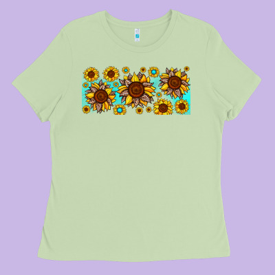 Leopard Sunflower Gemstone Ladies Tee Designed By Jahusdesignshop