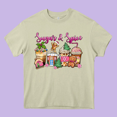 Sugar And Spice Pink Gingerbread Coffee Cups Heavy Core Tee Designed By Zillion Design Studio