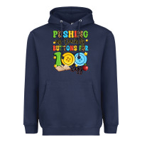 Navy pushing my teacher's buttons for 100 days Heavyweight Hoodie - Artiststas
