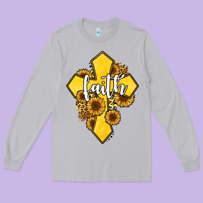Faith Childhood Cancer Long Sleeve Tee Designed By Jasminsmagicworld