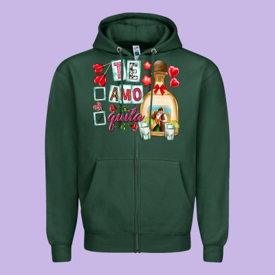 Te Amo Te Quila Zipper Hoodie Designed By Nancycooperartshop