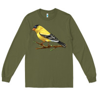 Army Green American Goldfinch Long Sleeve Tee - LillyAllenDesigns