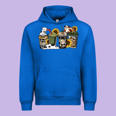 Cowhide Coffee Cup Urban Hoodie Designed By Howdyjamesfarm
