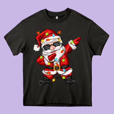 Dabbing Santa With Christmas Lights Heavy Core Tee Designed By Zillion Design Studio