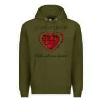 Army Green I love you with all my heart Premium Hoodie - Bettercallsaul