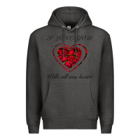 Charcoal Heather I love you with all my heart Premium Hoodie - Bettercallsaul