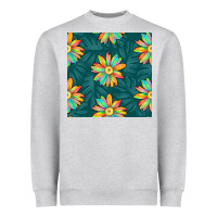 Heather Grey colorful tropical flowers seamless pattern Heavyweight Sweatshirt - BundleAndBundleShop