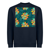 Navy colorful tropical flowers seamless pattern Heavyweight Sweatshirt - BundleAndBundleShop
