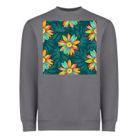 Colorful Tropical Flowers Seamless Pattern Heavyweight Sweatshirt | Teevron