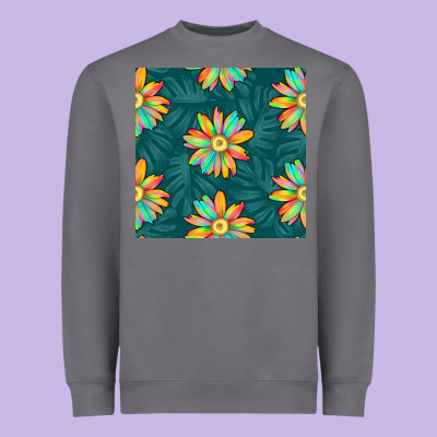Colorful Tropical Flowers Seamless Pattern Heavyweight Sweatshirt Designed By Bundleandbundleshop