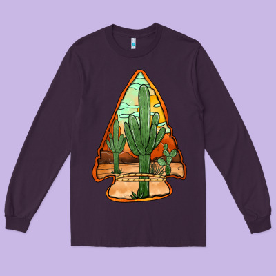 Desert Cactus Arrowhead Long Sleeve Tee Designed By Jasminsmagicworld