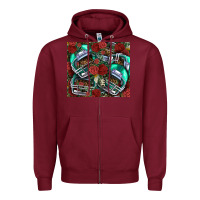 Burgundy floral american football  helmet Zipper Hoodie - NancyCooperArtShop