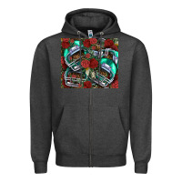 Floral American Football  Helmet Zipper Hoodie | Teevron