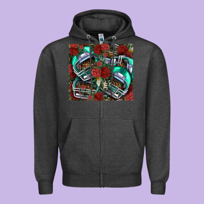 Floral American Football  Helmet Zipper Hoodie Designed By Nancycooperartshop