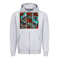 Heather Grey floral american football  helmet Zipper Hoodie - NancyCooperArtShop