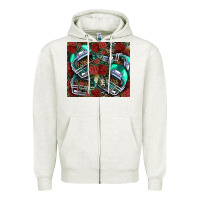 Oatmeal Heather floral american football  helmet Zipper Hoodie - NancyCooperArtShop