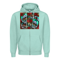 Seafoam floral american football  helmet Zipper Hoodie - NancyCooperArtShop