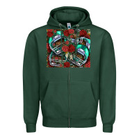 Sports Green floral american football  helmet Zipper Hoodie - NancyCooperArtShop