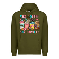 Army Green half teacher half coffee Premium Hoodie - JahusDesignShop