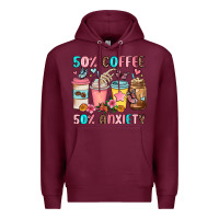 Burgundy half teacher half coffee Premium Hoodie - JahusDesignShop