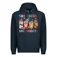 Navy half teacher half coffee Premium Hoodie - JahusDesignShop