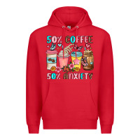 Red half teacher half coffee Premium Hoodie - JahusDesignShop
