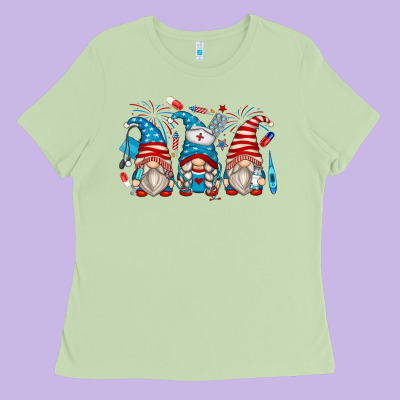 American Nurse Gnomes Ladies Tee Designed By Zillion Design Studio