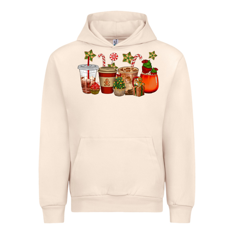 Christmas Cup Cakes Coffee Cups Urban Hoodie by CowGirlArtShop | Teevron