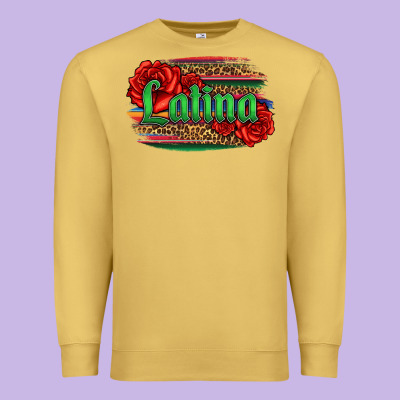Latina With Serape And Roses Premium Sweatshirt Designed By Jasminsmagicworld