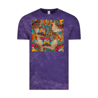Cloud Purple school bus driver and flower seamless patterns Vintage Tee - BundleAndBundleShop