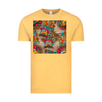 Vintage Mustard school bus driver and flower seamless patterns Vintage Tee - BundleAndBundleShop