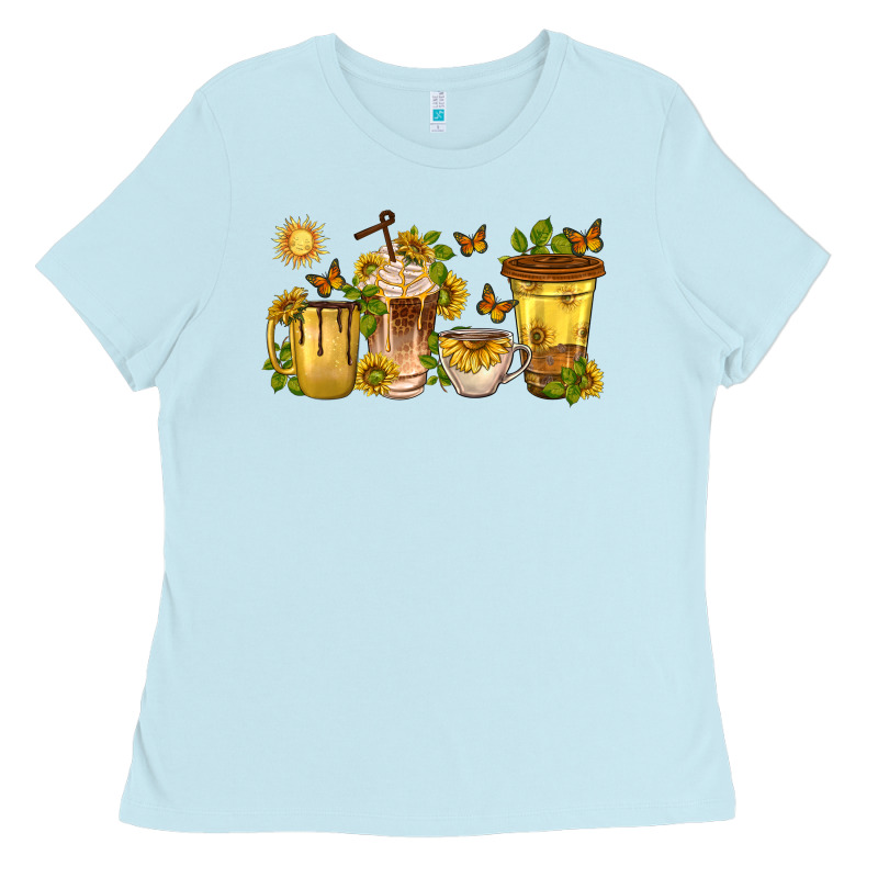 Sunflower Coffee Cups Ladies Tee by texasbilliewilder | Teevron