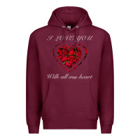 Burgundy I love you with all my heart Premium Hoodie - Bettercallsaul
