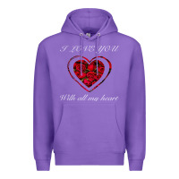 Purple I love you with all my heart Premium Hoodie - Bettercallsaul