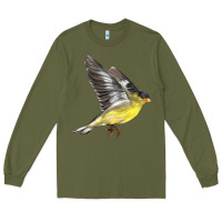 Army Green Flying American Goldfinch Long Sleeve Tee - LillyAllenDesigns