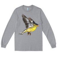Heather Grey Flying American Goldfinch Long Sleeve Tee - LillyAllenDesigns