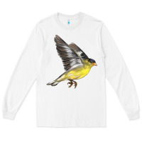 White Flying American Goldfinch Long Sleeve Tee - LillyAllenDesigns