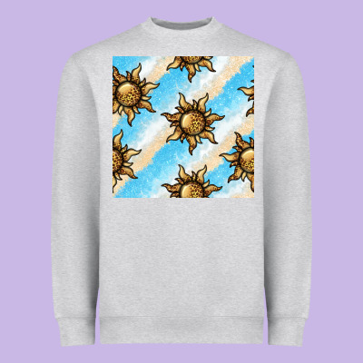 Leopard Sun Seamless Pattern Heavyweight Sweatshirt Designed By Bundleandbundleshop