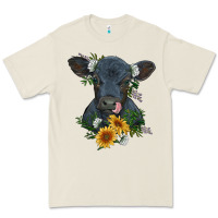Bone baby cow black angus calf with flowers Premium Tee - RanaPortraitStore