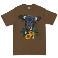 Cacao baby cow black angus calf with flowers Premium Tee - RanaPortraitStore